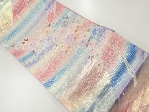 草花模様織出し袋帯